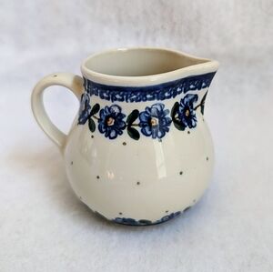 Polish Pottery Mini Creamer with a 2-layered Floral Design